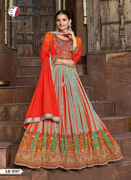 AR 8507 By Af Chinnon Chiffon Wholesale Anarkali Gown Dupatta Suppliers In Mumbai
